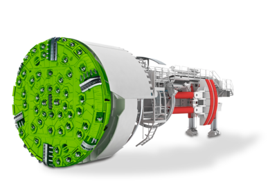 Illustration of a Gripper TBM, which also provides a view of the interior.