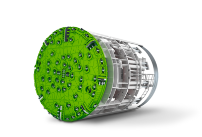 Illustration of a single-shield TBM, which also provides a view of the interior.