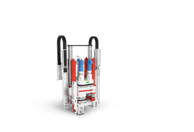 Illustration einer Raise Boring Rig, die auch die Sicht ins Innere ermöglicht.